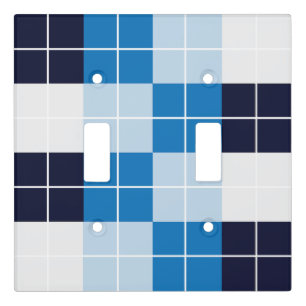 Checkered Blue Checkered Plaid Pattern Light Switch Cover