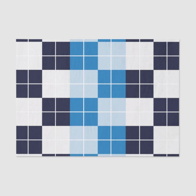 Checkered Blue Checkered Plaid Pattern Tissue Paper (Front)