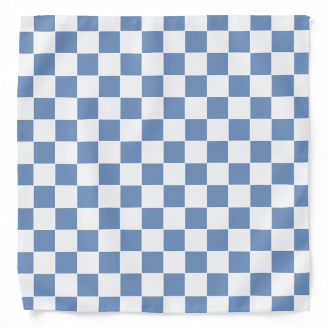 Checkered Blue/Gray and White Bandana (Front)