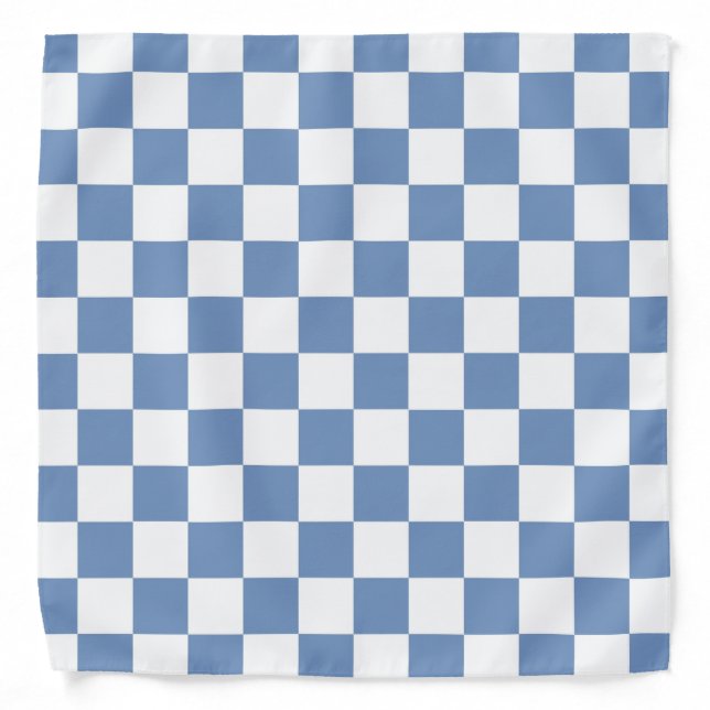Checkered Blue/Gray and White Bandana (Front)