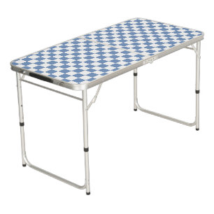 Checkered Blue/Gray and White Beer Pong Table