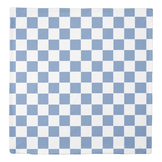 Checkered Blue/Gray and White Duvet Cover (Front)