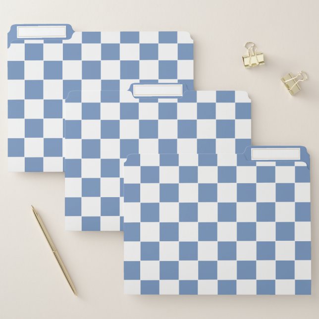Checkered Blue/Gray and White File Folder (Set)