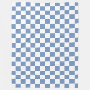 Checkered Blue/Gray and White Fleece Blanket