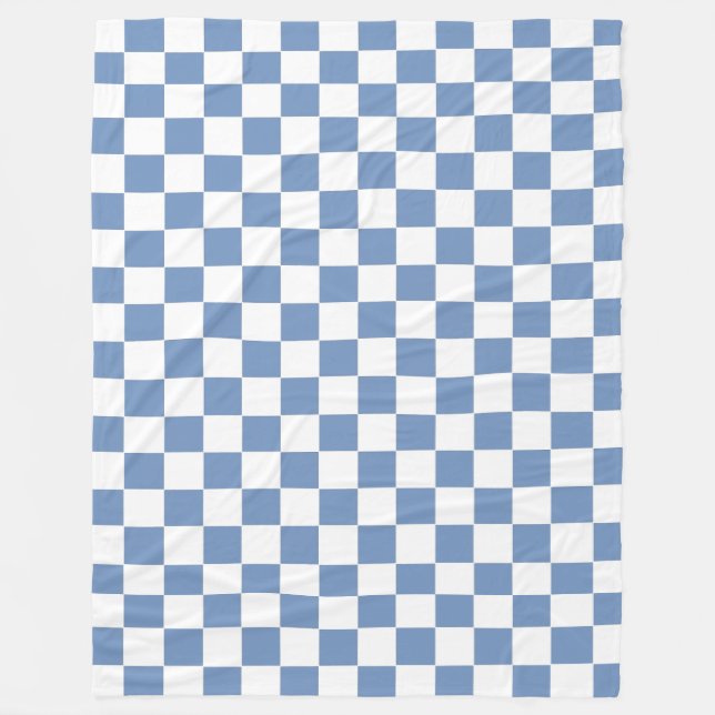 Checkered Blue/Gray and White Fleece Blanket (Front)