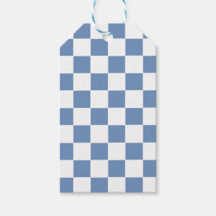 Checkered Blue/Gray and White Gift Tags