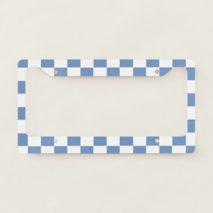 Checkered Blue/Gray and White License Plate Frame