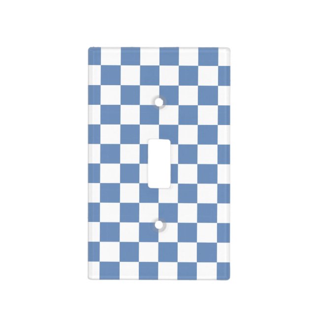 Checkered Blue/Gray and White Light Switch Cover (Front)