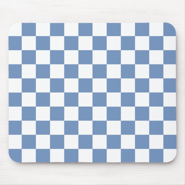 Checkered Blue/Gray and White Mouse Pad (Front)
