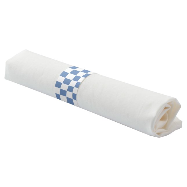 Checkered Blue/Gray and White Napkin Bands (Angled)
