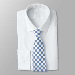Checkered Blue/Gray and White Neck Tie