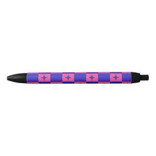 Checkered Blue & Pink Tile With Sparkles Pattern Pen