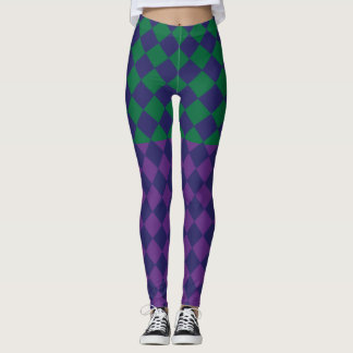 Checkered Blue, purple and Green Smaller Leggings. Leggings