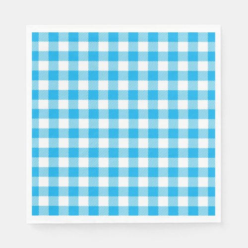 Checkered Blue White Checks Pattern Gingham Plaid Napkins