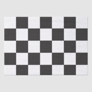 Checkered Board Pattern Black and White Classic Tissue Paper