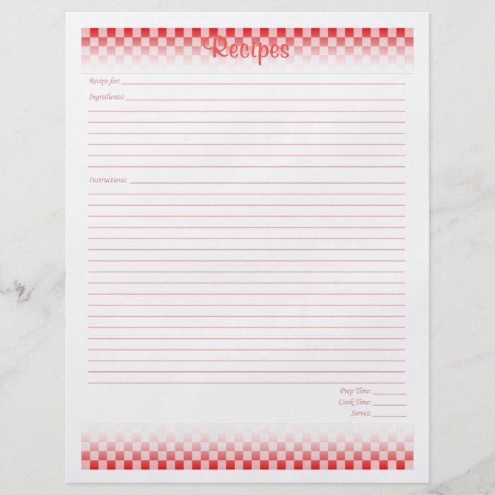 Checkered Board Recipe Pages Flyer Design