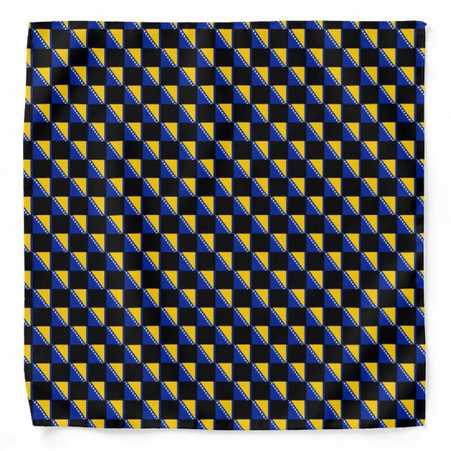 Checkered Bosnia and Herzegovina Flag Pattern  Bandana (Front)