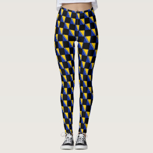 Checkered Bosnia and Herzegovina Flag Pattern Leggings