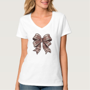 Checkered Bow Coquette Design. T-Shirt