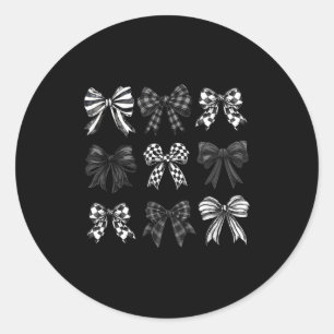 Checkered Bow Coquette Funny Gift Tee Women, Men  Classic Round Sticker