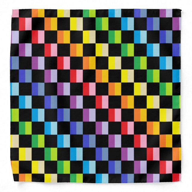 Checkered Broader Spectrum Rainbow Black Bandana (Front)