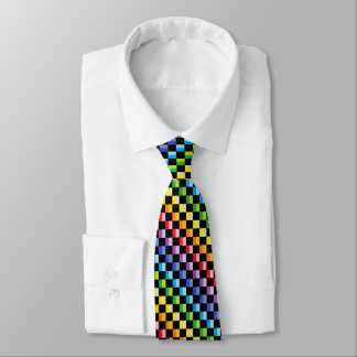 Checkered Broader Spectrum Rainbow Black Neck Tie