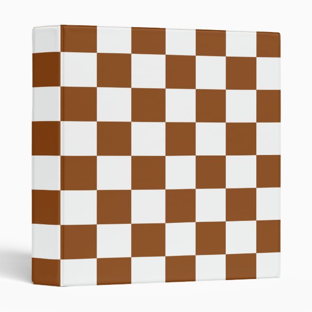 Checkered Brown and White  3 Ring Binder (Front/Spine)