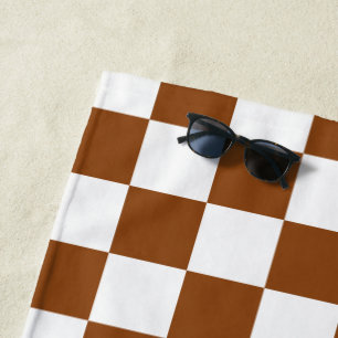 Checkered Brown and White Beach Towel