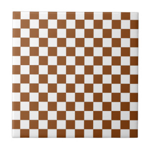 Checkered Brown and White Ceramic Tile