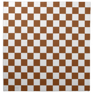 Checkered Brown and White Cloth Napkin