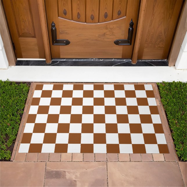 Checkered Brown and White  Doormat (Outdoor)