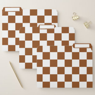 Checkered Brown and White File Folder