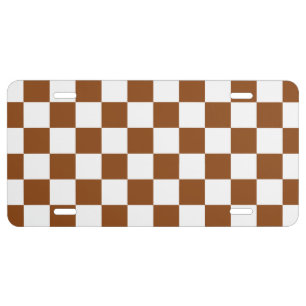 Checkered Brown and White License Plate