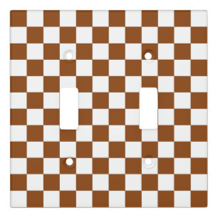 Checkered Brown and White  Light Switch Cover