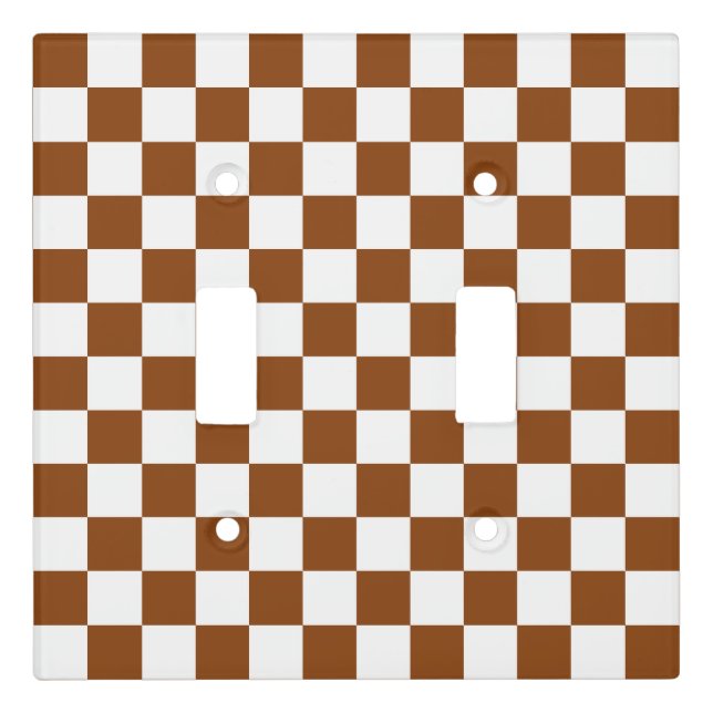 Checkered Brown and White  Light Switch Cover (Front)