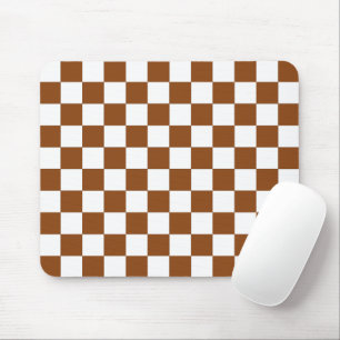 Checkered Brown and White Mouse Pad