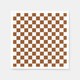 Checkered Brown and White Napkins