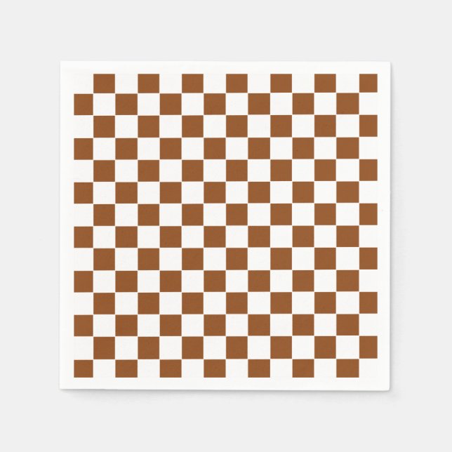 Checkered Brown and White  Napkins (Front)