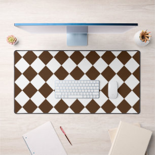 Checkered Brown and White Retro Desk Mat