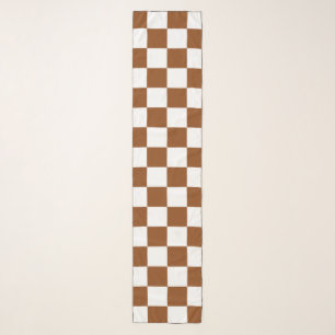 Checkered Brown and White Scarf