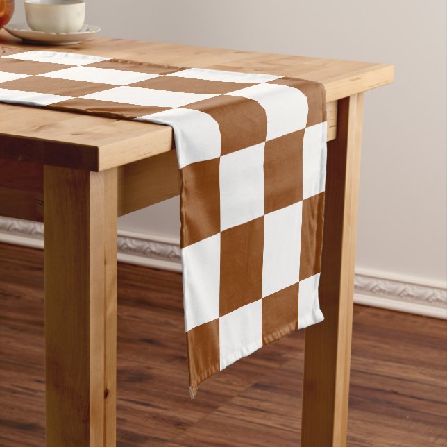 Checkered Brown and White  Short Table Runner (In Situ)