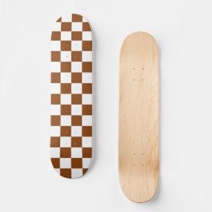 Checkered Brown and White Skateboard