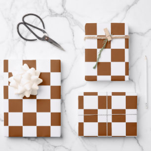 Checkered Brown and White Wrapping Paper Sheets
