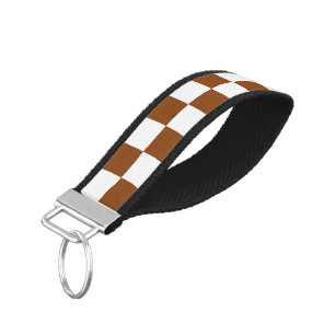 Checkered Brown and White Wrist Keychain