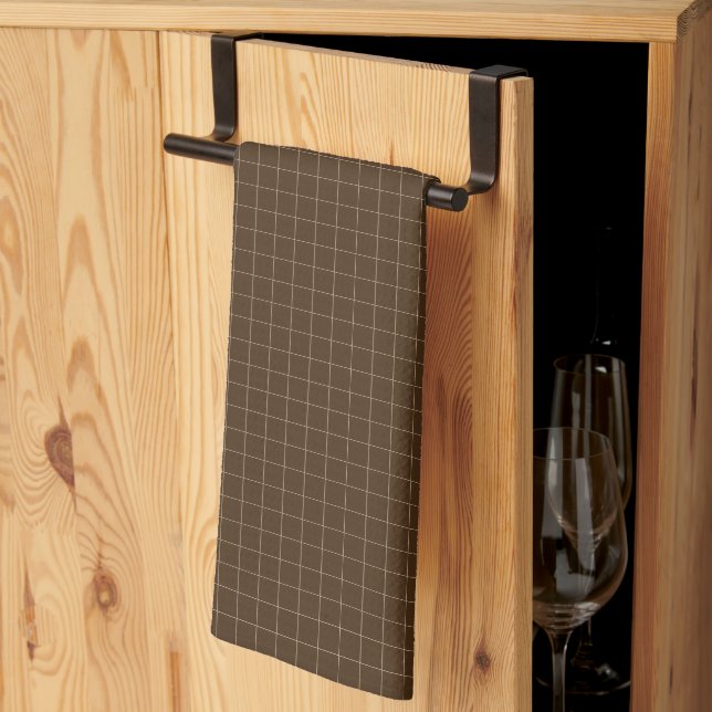 Checkered Brown Cotton  Kitchen Towel (Thirds Fold)