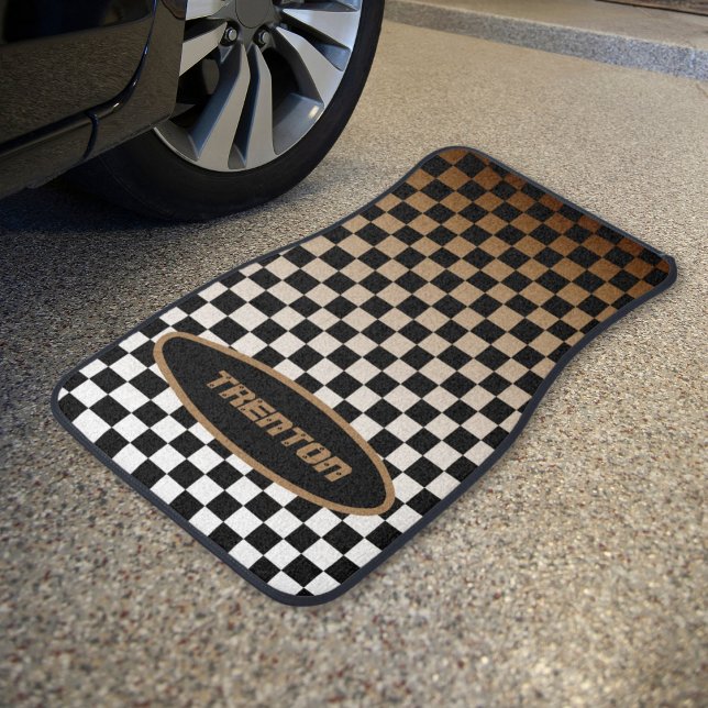Checkered Brown Fade Car Floor Mat (Creator Uploaded)