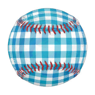Checkered Buffalo Plaid Blue and White Baseball