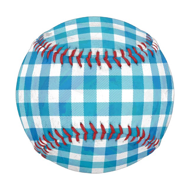 Checkered Buffalo Plaid Blue and White Baseball (Back)
