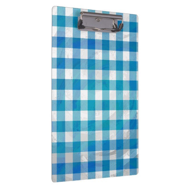 Checkered Buffalo Plaid Blue and White Clipboard (Right)