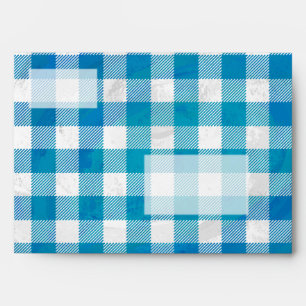 Checkered Buffalo Plaid Blue and White Envelope